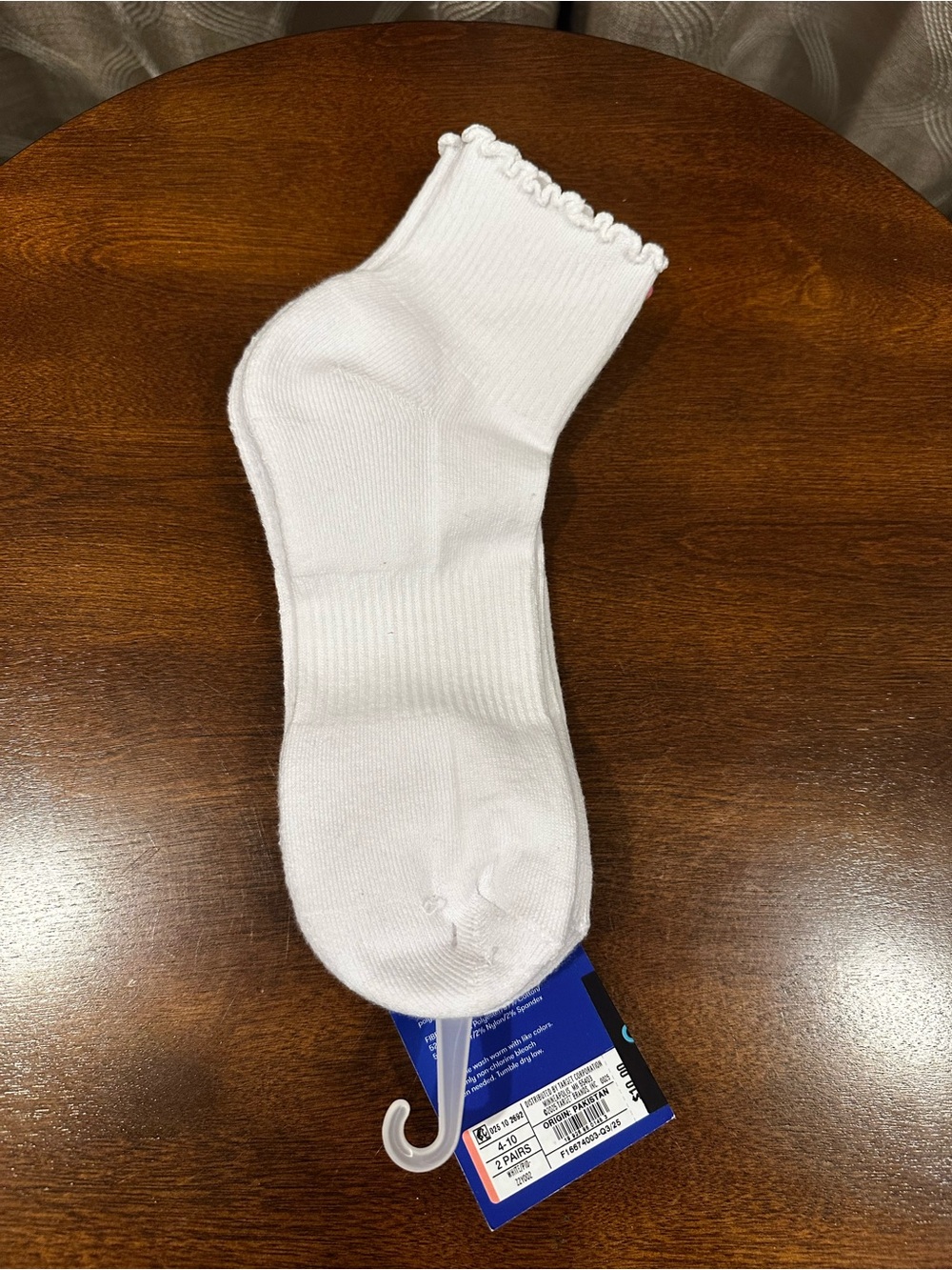 Target White Ankle Socks with Pink Ruffle Trim - Picture 2 of 3